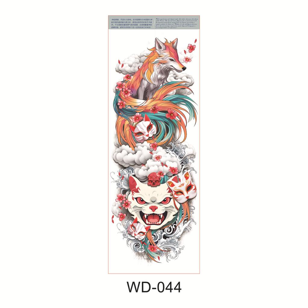 1pc Large Temporary Tattoos for Women Leg Tattoo Sexy Body Painting Cat Wolf Fox Anime Skull Fake Tattoo Stickers Water Transfer
