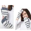 Soft Warm Gloves Winter Knitted Gloves Soft Cartoon Striped Fingerless Gloves with Flip Top Warm Glove Stretchy Mitten