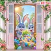 Bannière de porche Lapin de Pâques et Œuf Fleuri pour les Fêtes de Printemps