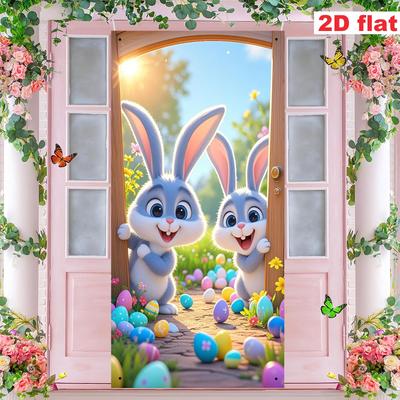 Easter Bunny & Floral Egg Porch Banner for Spring Festivities