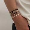 SHIXIN Conjunto de 7 Peças Pulseiras de Contas de Arroz Boho Masculinas Peça Redonda Vintage Pingente Corrente de Contas Elástica Pulseiras de Pulso Joias Femininas