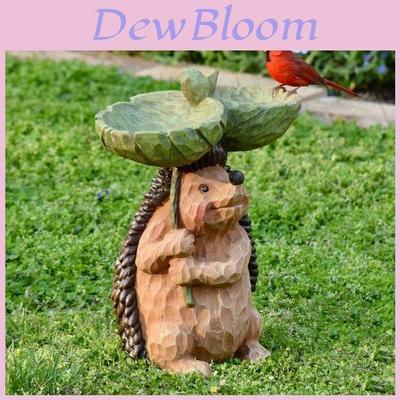 Hedgehog Garden Decor Resin Figurine With Bird Watering Feature For Outdoor Landscaping