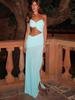 European & American Women's Solid Color Strapless Slim-Fit Split Maxi Dress 8111