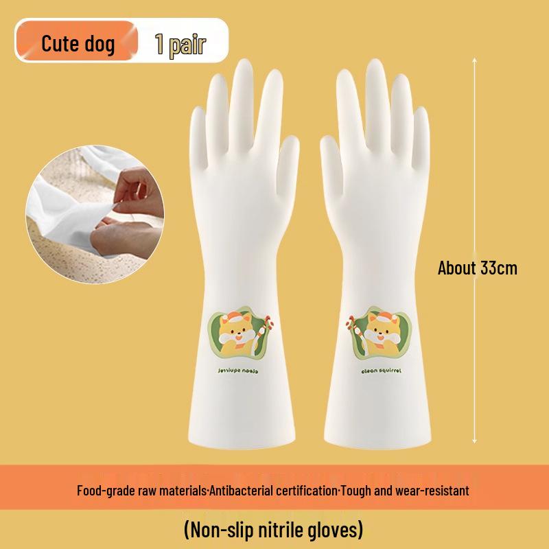 

Durable Waterproof Dishwashing Gloves for Women - Elasticated Cuffs, Anti-fouling, Plus Velvet Lining Large