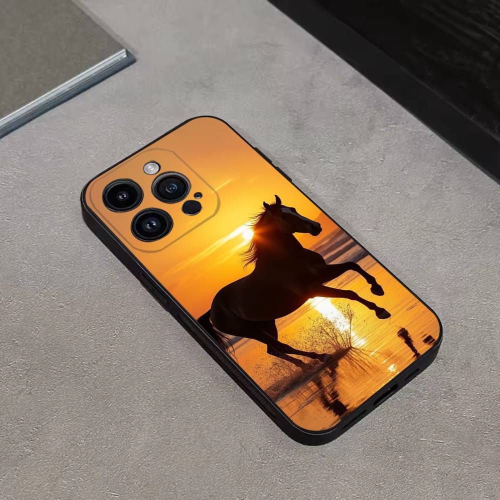 

Чехол для телефона с изображением лошади для iPhone 17,16,15,14,13,12,11 Plus,Pro Max,XS,X,XR,SE,Mini,8,7, Мягкий силиконовый черный чехол iPhone16pro