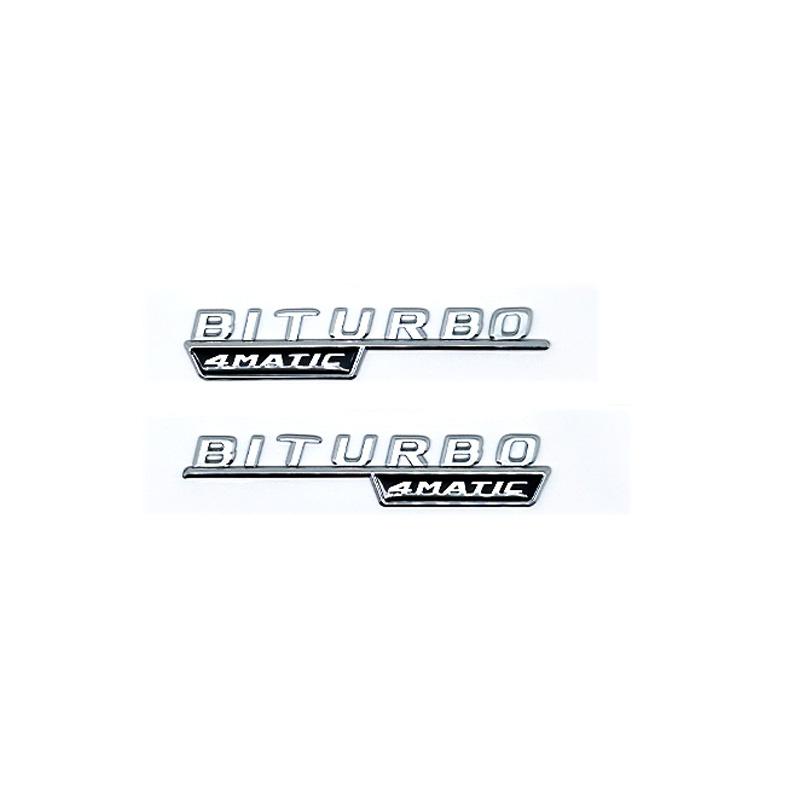 CWDRF1 3D Flat Letters Biturbo 4matic 4matic+ Plus ABS Emblem for Mercedes Benz AMG C43 E43 GLE43 GLC43 GLE53 Car Fender Side Sticker