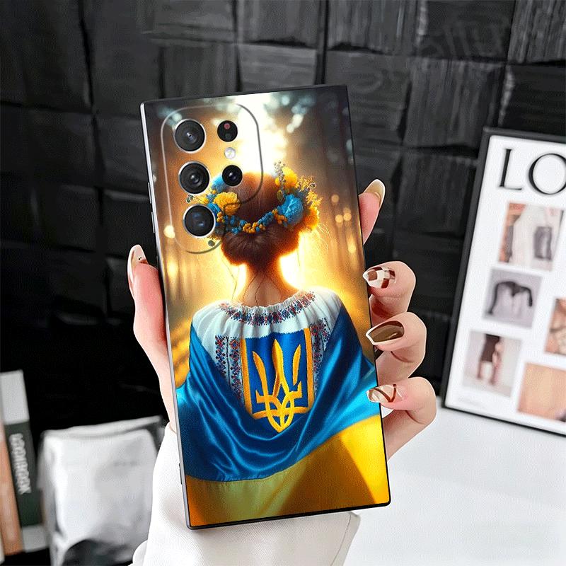 Blue Yellow Ukrainian Girl Soft Phone Case for Samsung Galaxy S26 S25 Edge S24 Ultra S23 Plus S22 S21 FE S20 Black Cover Back Sh
