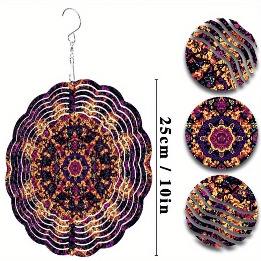 Yellow Mandala Flower Wind Spinner Metal Christmas Decoration for Garden Yard Patio Outdoor Wind Chime Holiday Gift Thanksgiving Decor