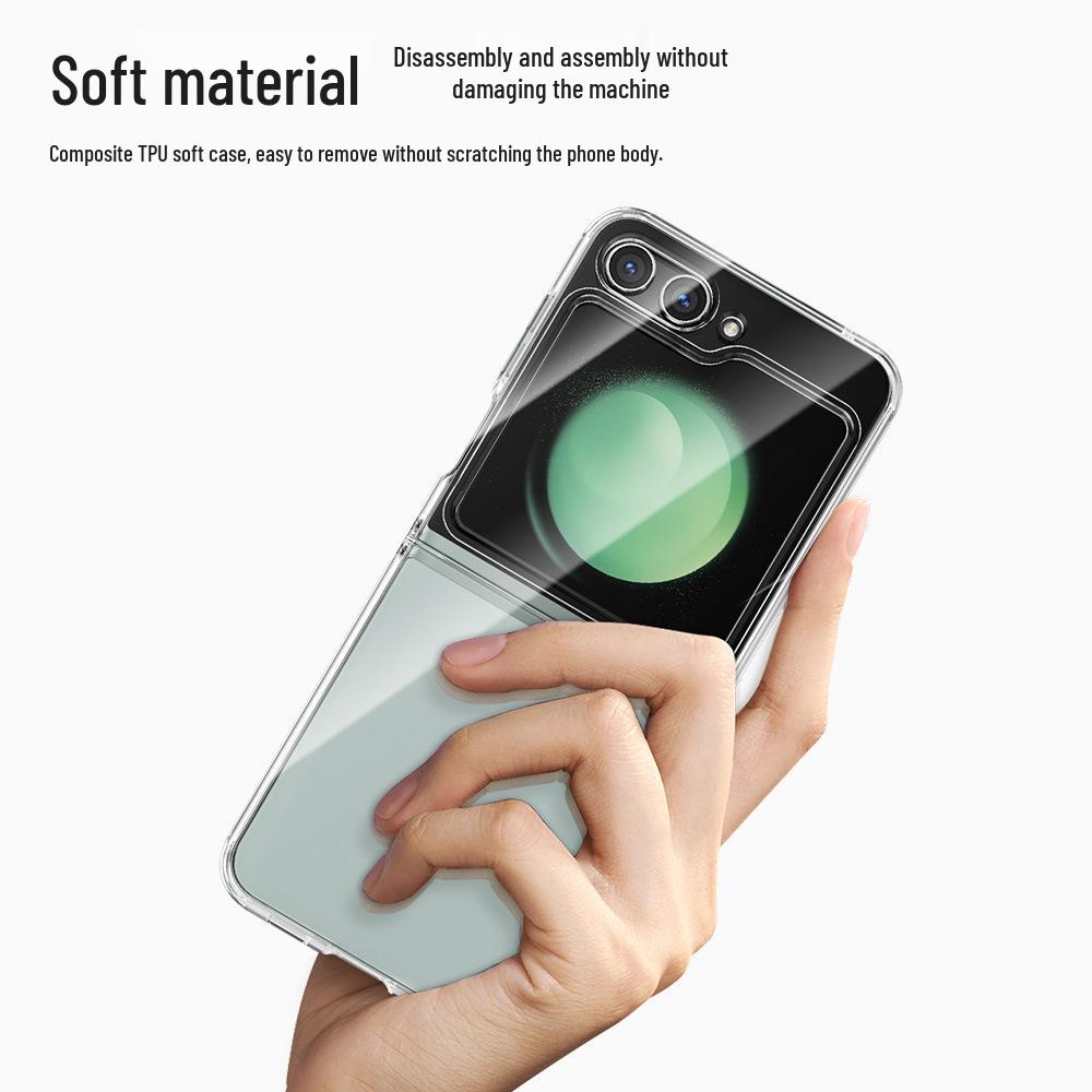 Toocki Transparent Drop-Proof Phone Case for Samsung Galaxy Z FLIP 6 - 3-Fold Protection Cover