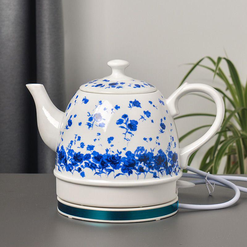 Blue & White Porcelain Electric Kettle: Large Capacity, Automatic Power-Off, Perfect for Home Tea Boiling.