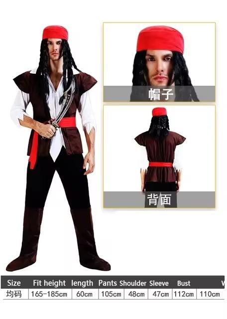 Costume di Coppia Pirati Caraibici Carnevale Halloween Capitano Cacciatrice Clubwear Tuta da Gioco Cosplay Vestito Elegante per Festa