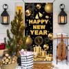 Happy New Year Decorations Hanging Door Cover Banner, 35x73" Welcome 2026 Year Party Door Porch Sign Banner Covers for Home Yard Lawn New Year's