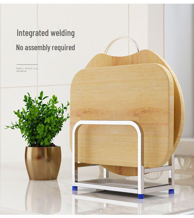 Tagliere da Cucina e Porta Coltelli in Acciaio Inossidabile 304 con Porta Coperchi Pentola e Blocco per Verdure