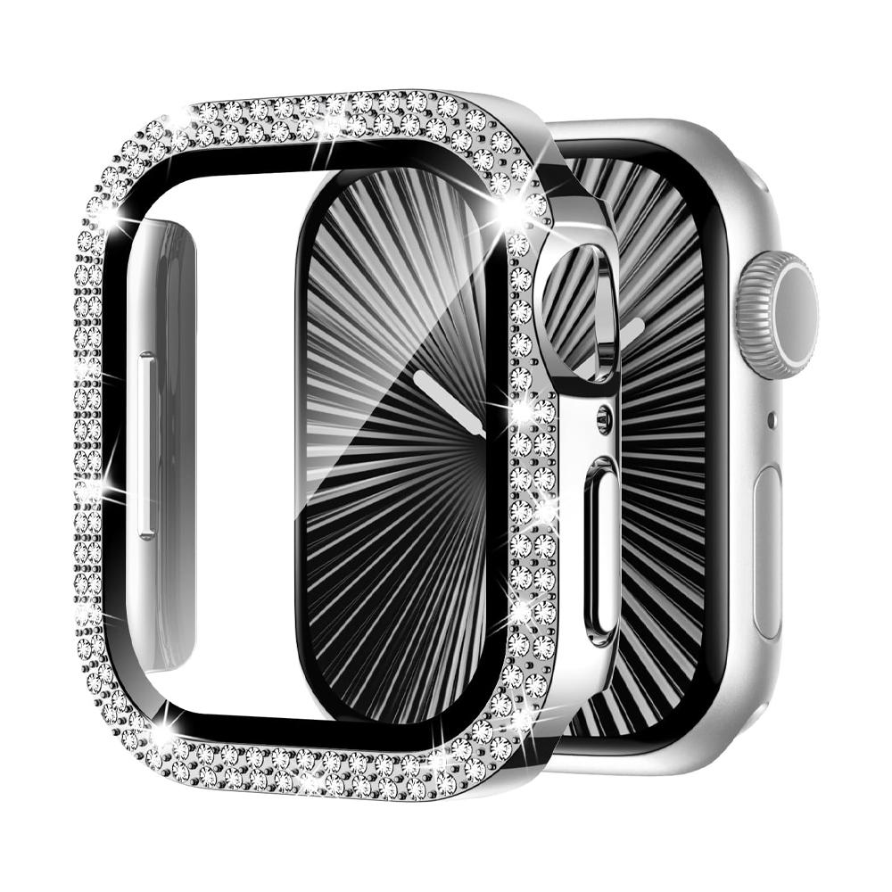 Screen Protector For Apple Watch Case 10 11 42mm 46mm 38/40/41/44/45mm Diamond Bumper Tempered Glass Series 9 7 SE 6 8 5 Cover