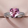 Ehering, Besetzt mit AAA Herz Pink Diamant Zirkonia Ring, Damen Verlobungsschmuck.