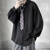 Free Black Tie Included Single Breasted Long Sleeve Casual Loose Shirt Comfortable Blouse Top Harajuku Korean Style for Men