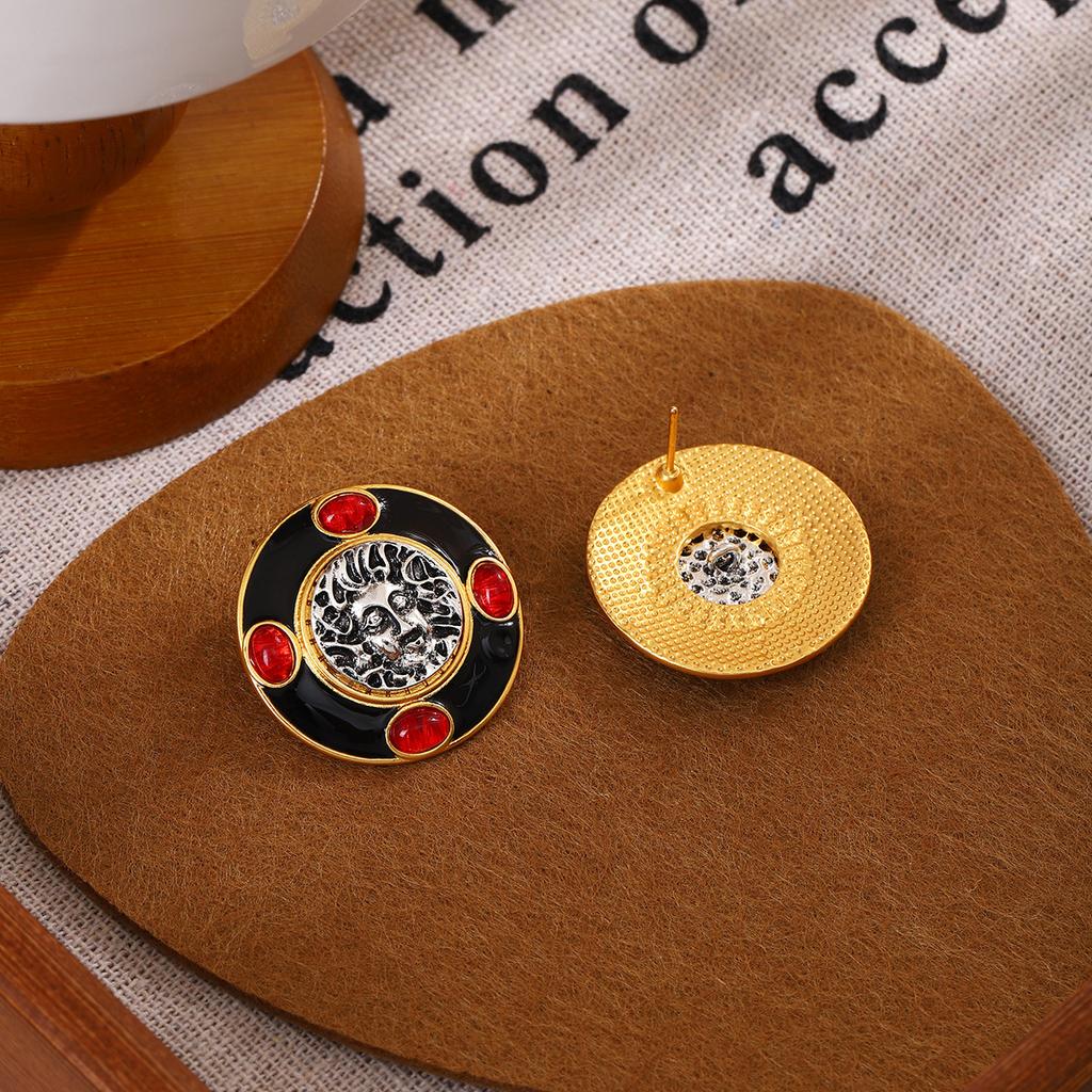 Vintage Geometric Oil Drop Earrings in Round Shape, Simple and Retro