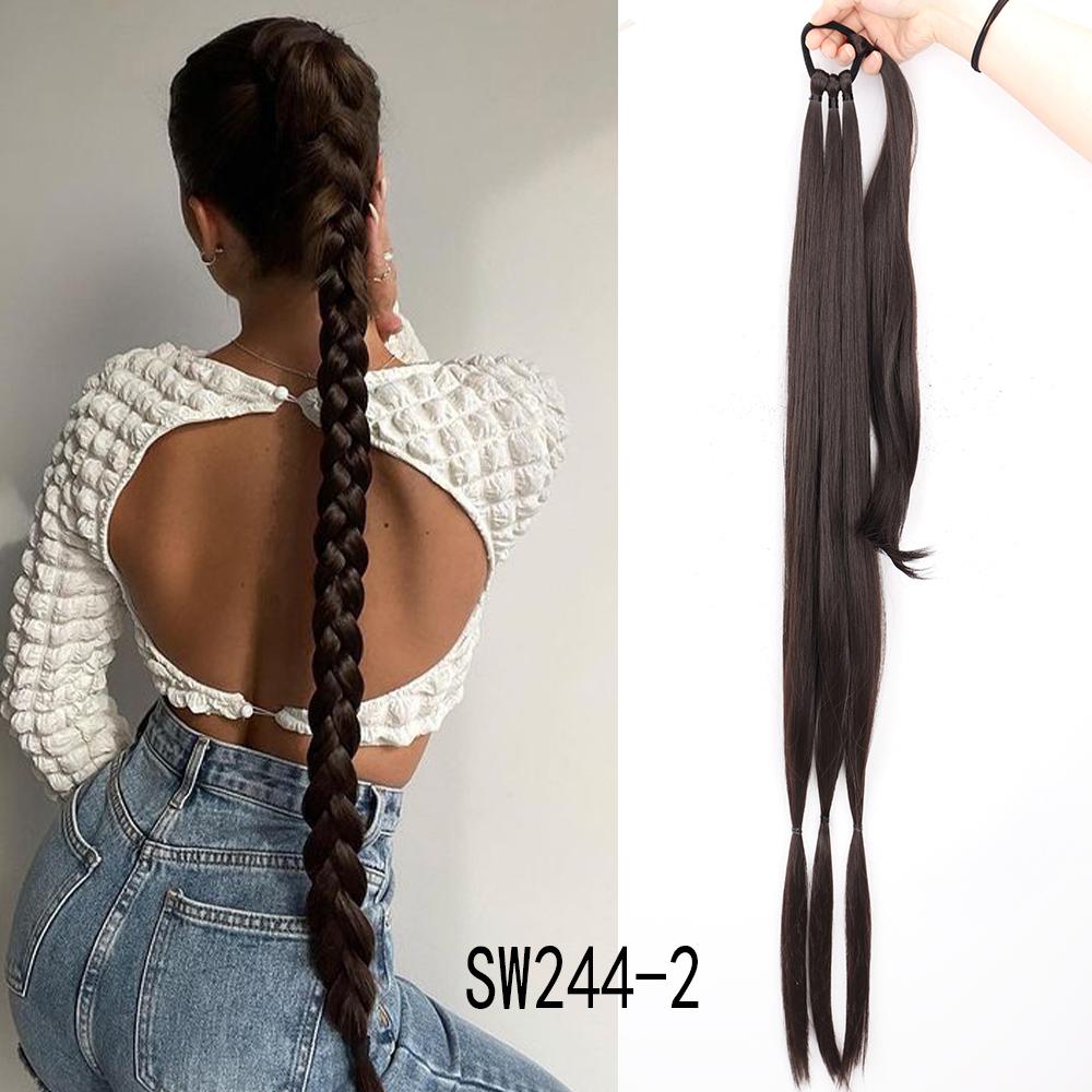 

30 дюймов с резинкой, длинный хвост, наращивание волос, плетеный хвост, синтетический натуральный для женщин, шиньон, косы 30inch