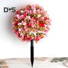 Artificial Flower Ball with Spike Realistic Faux Roses Weatherproof Artificial Rose Blooms Ball Garden Decor for Indoor Outdoor Use