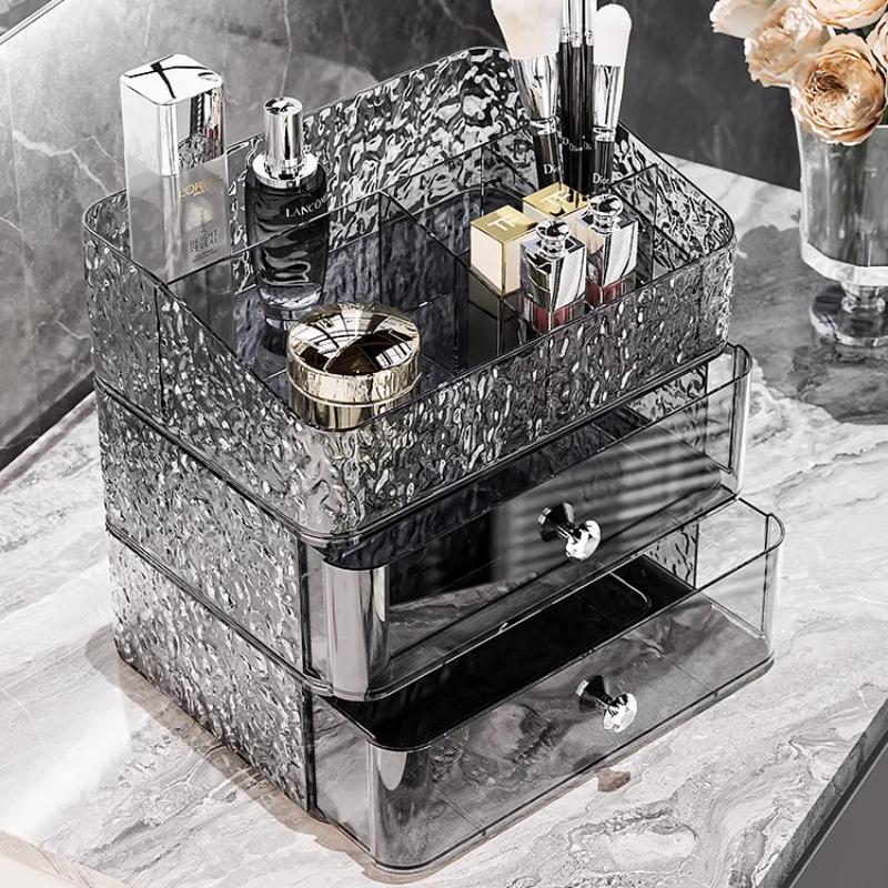 Acrylic Luxury Cosmetics Storage Box Organizer Table Transparent Dust-proof Makeup Lipstick Drawer Tall Cosmetics Organizer Case