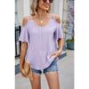 Women's Spring and Summer New Solid Colour V-neck Strapless Loose Short-sleeved Tops