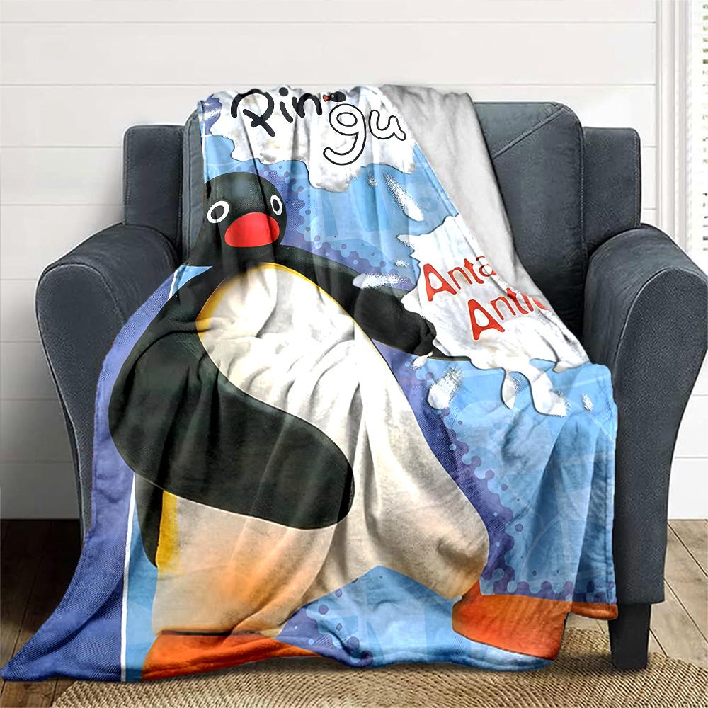 1pc Pingu1 Blanket, Gift, for Men and Women, Soft Blanket, Good for Sofa Bed Couch Travel, Lightweight Flannel Blanket