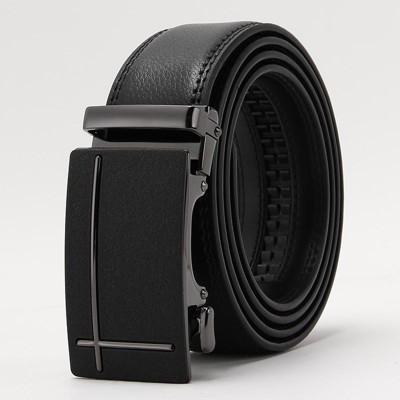 Frosted Automatic Buckle Edge Two-Layer Cowhide Belt, Business And Leisure Men'S Trendy Belt