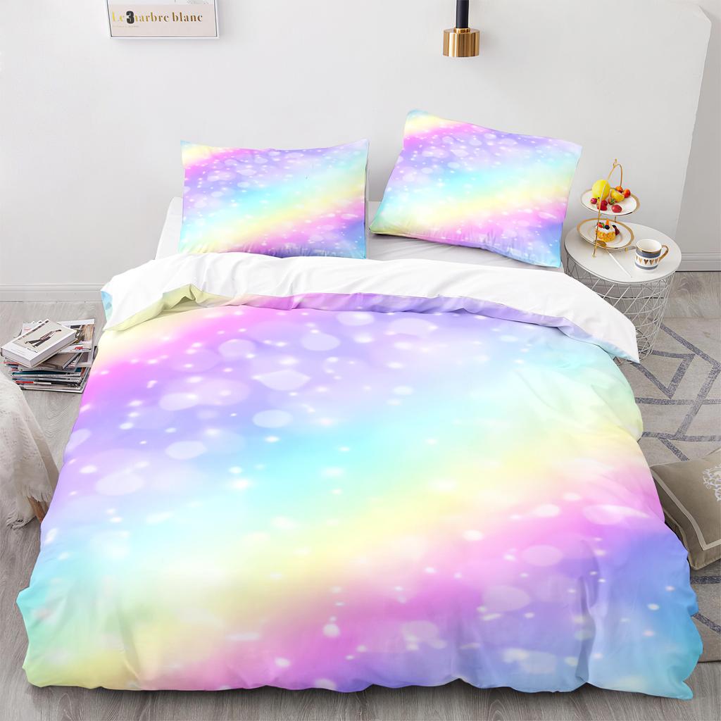 Colorful Rainbow Bedding Set Single Twin Full Queen King Size Rainbow Bed Set 3D Anime