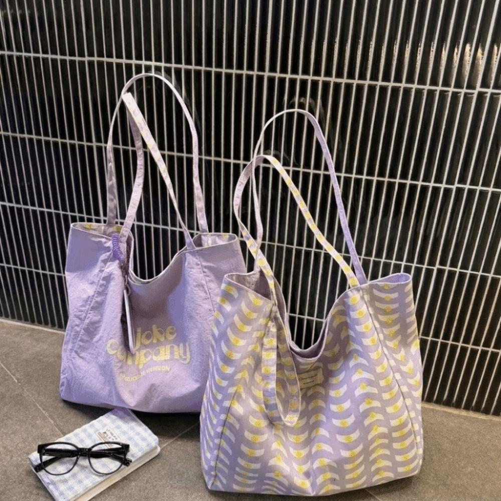 Large Capacity Double Sided Reversible Tote Bag Lightweight Nylon Handbag  Casual