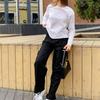Hot Selling Simple Black Floor-Length Wide-Leg Trousers Commuting Loose High-Waist Draped Suit Pants for Women