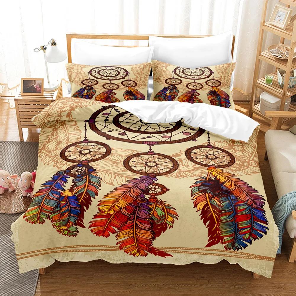 Ins Luxury Bedding Set 3D Printed Dream Catcher Vintage Romantic Soft Microfiber Duvet Cover Set King Size Pillowcases for Adult