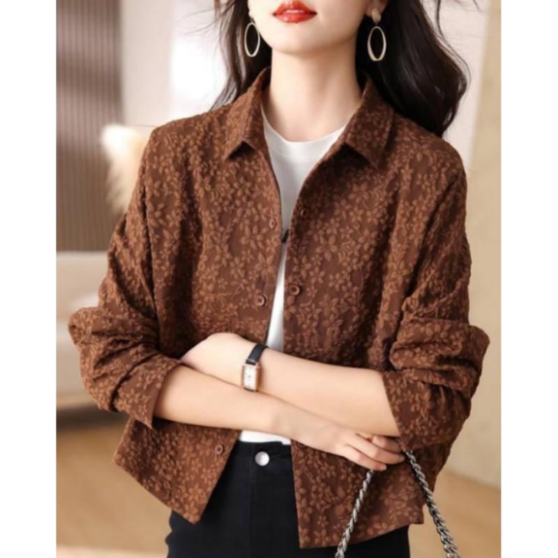 Women s Spring/Fall Korean-Style Short Jacket: New Arrival Casual Polo-Neck Baseball Jacket for Petite Women M кофейный