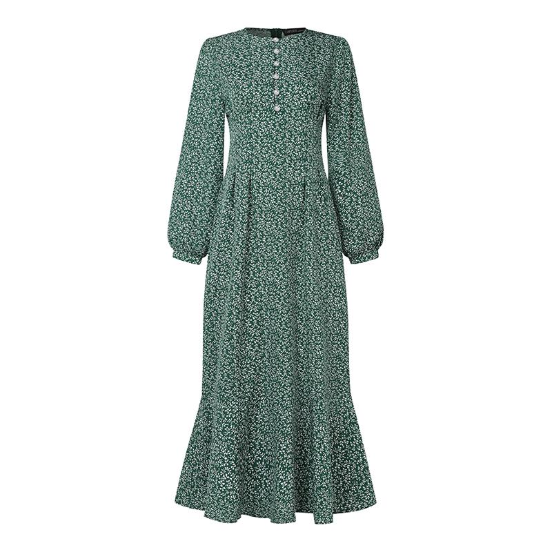ZANZEA Damenkleid mit Blumendruck, lockeres, lässiges Langarmkleid