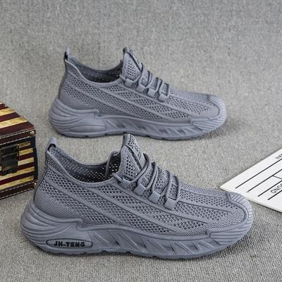 Large Size Men's Shoes New Fly-woven Mesh Platform Sports Casual Shoes Outdoor Running Shoes Student Shoes
