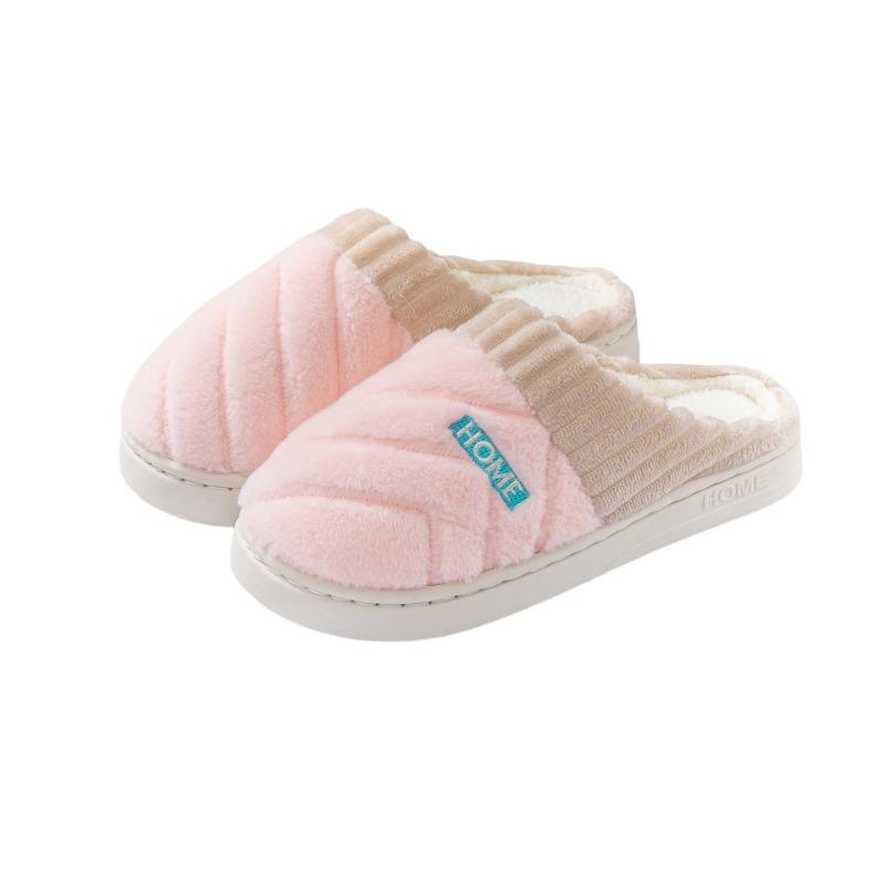 Fleece Thickened Cotton Slippers Women's Autumn and Winter Home Warm Non-slip Couple Floor Hair Mop Outside Wear