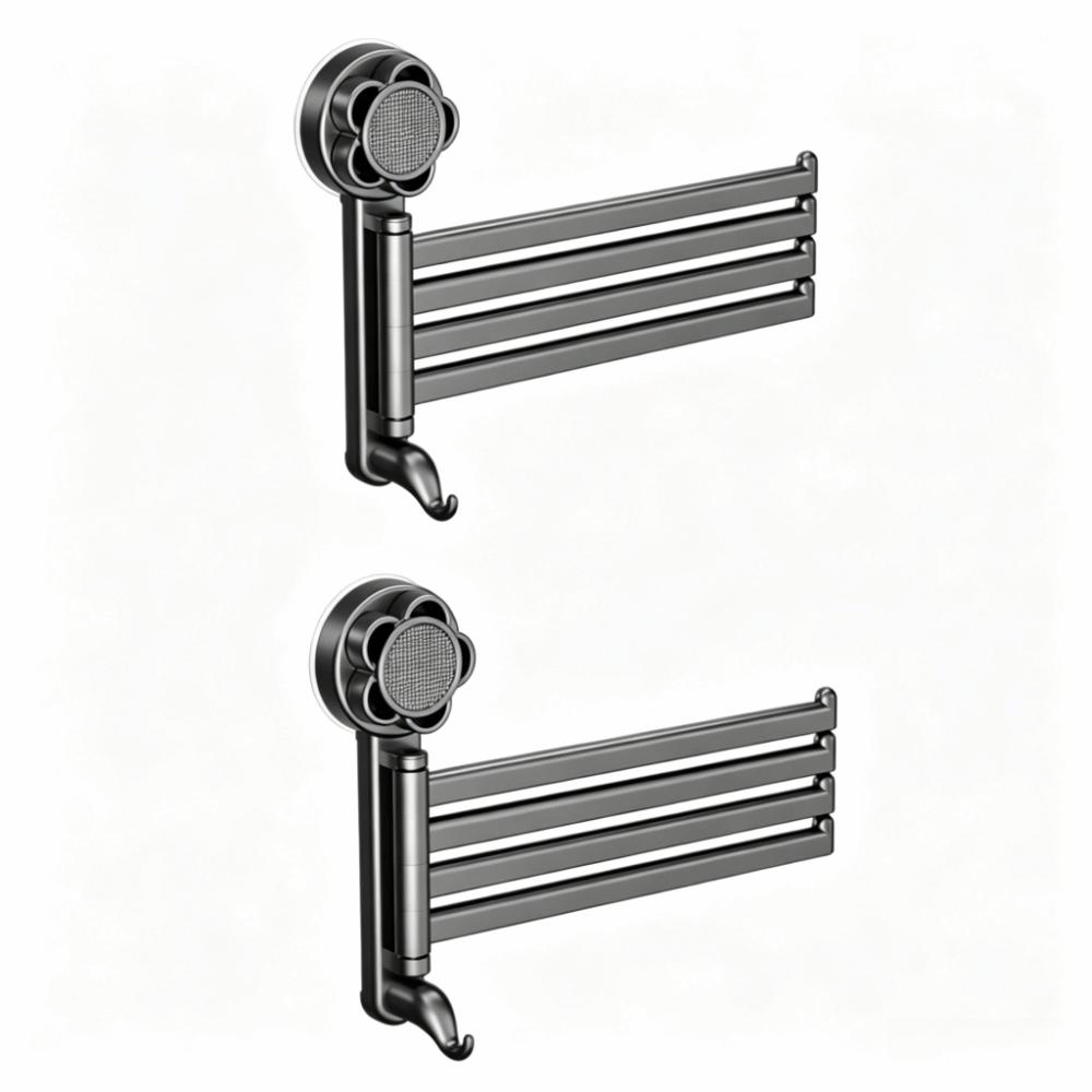 Rotating Towel Hanger Wall Mounted Bath Towel Holder Multi-Rod Towel Rack Shower