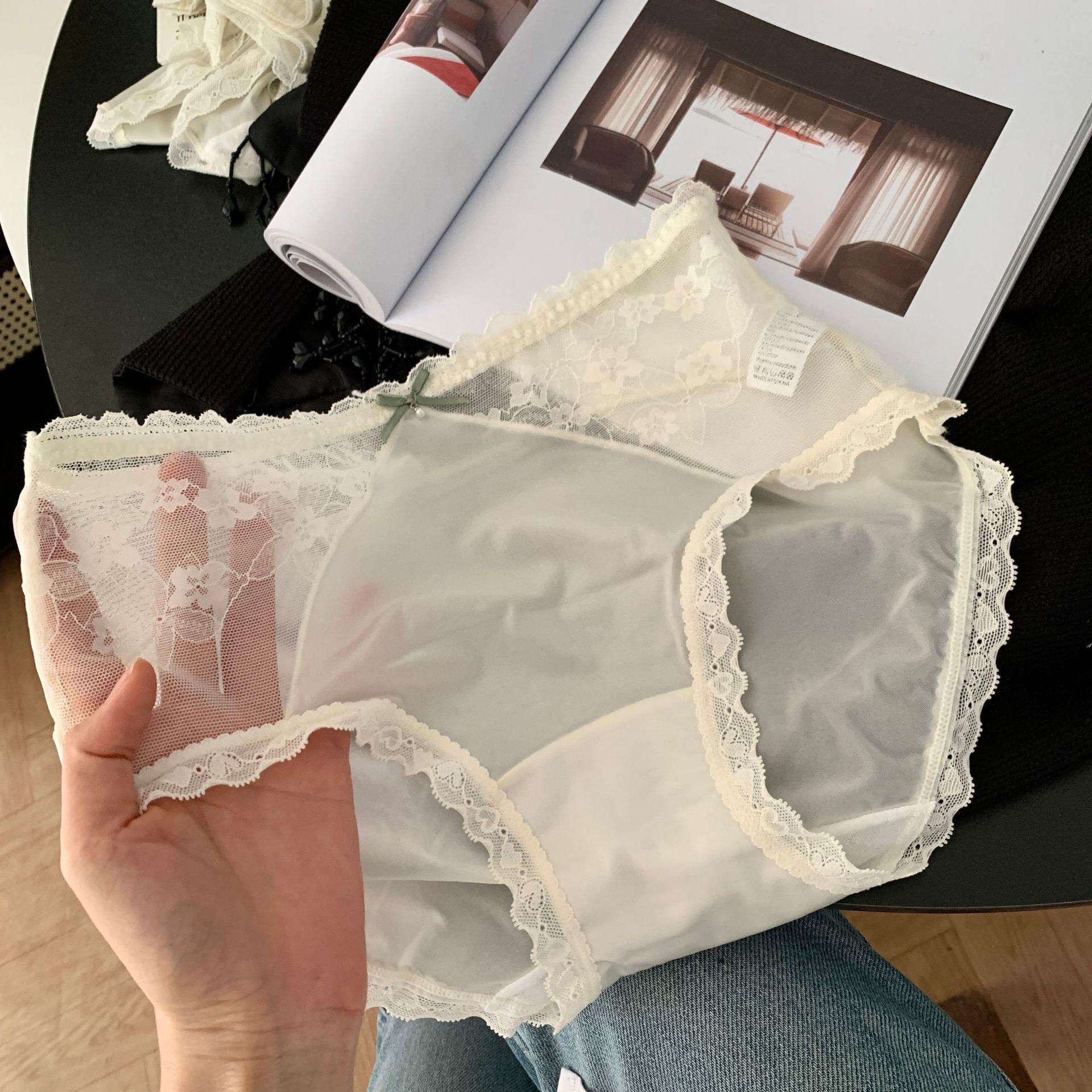 

Ladies Summer Light Luxury Silk Satin Lace 10A Antibacterial Cotton Extended Crotch Waist Triangle Briefs XL шампанського