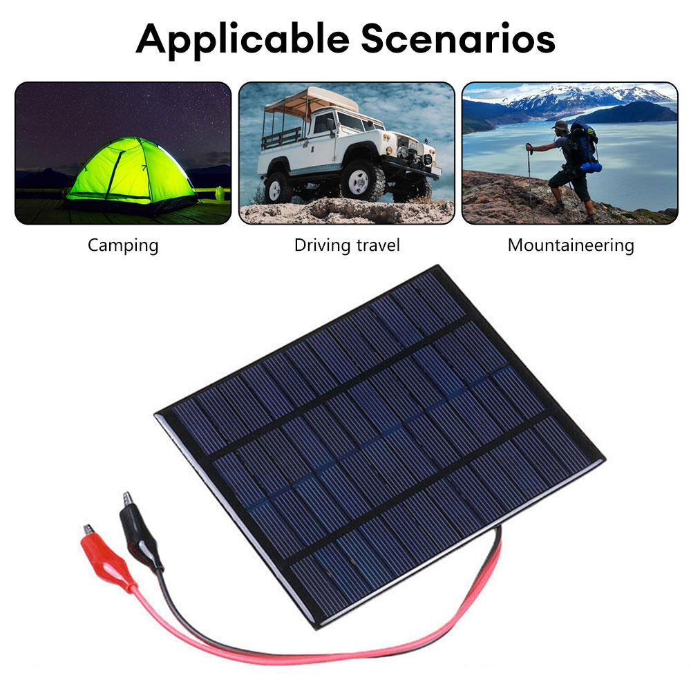 12V 10W Solar Panel Portable Polysilicon Epoxy Panel Outdoor DIY Solar Charging Panel with Clip for 9-12V Battery Charging