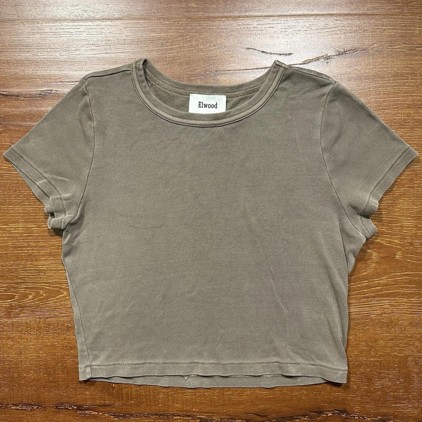 

Elwood Baby Core Tee Crop Top Womens L Brown T Shirt Minimal Modern Retro City 2XL