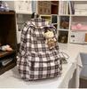 Schoolbag Sweet Tone Soft Mist Texture Plaid Low Saturation Backpack College Style Junior High School Girls Light Backpack