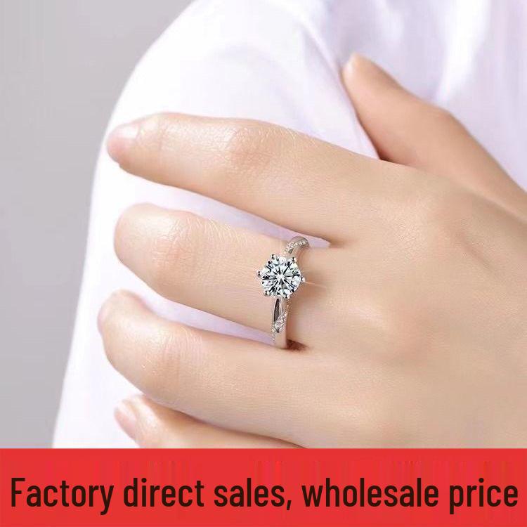 One Carat Moissanite Six-Prong Sterling Silver Ring with GRA Certification - Perfect for Proposal or Qixi Gift, S925