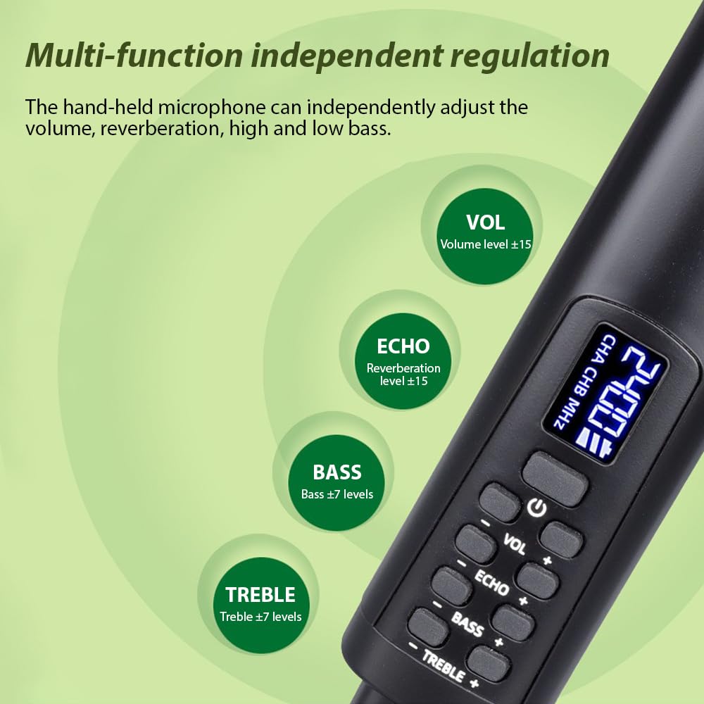 Xtahdge Handheld Microphone System, Plug and Play, Rechargeable, Professional Dynamic Microphone for Home Cinema, Karaoke, Church Speeches, and