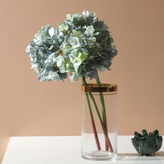 Real Touch Hydrangea Artificial Flowers Full Faux Hydrangea Flower with Stem Lifelike Large Fake Silk Flowers for Home Party Floral Arrangements