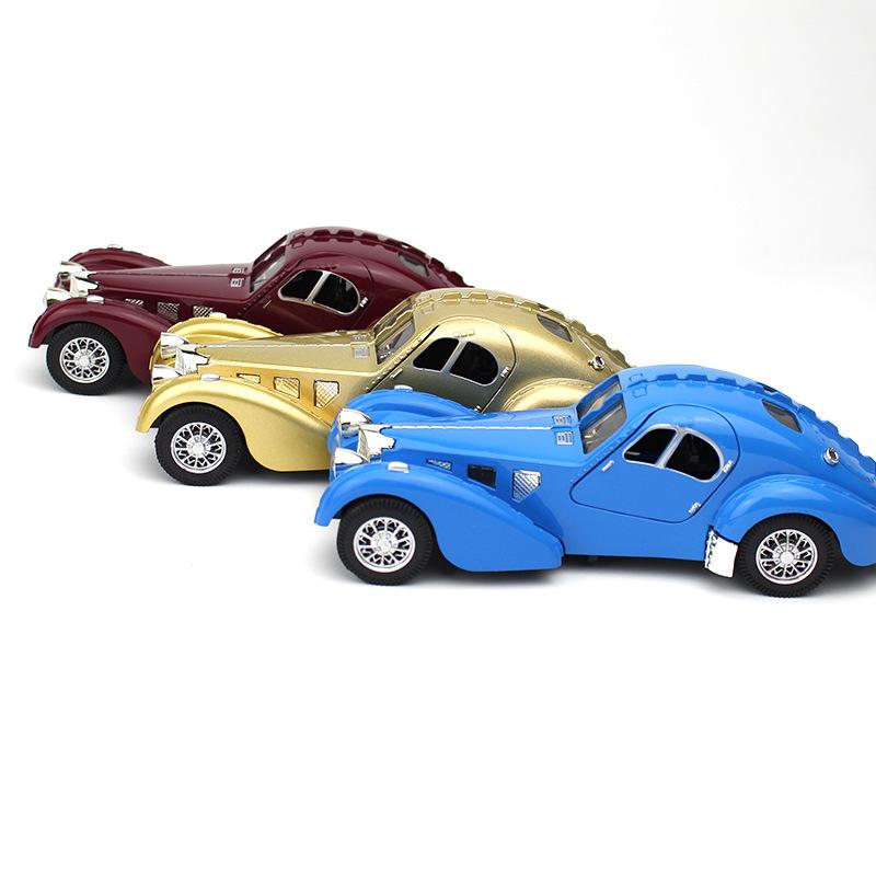1/28 Scale Vehicle Model Super Classic Vintage Pull Back Toy Car Educational Collection Door Open Car Model Gift Children Gift Car for Bugatti