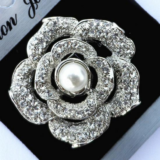 European  American High-End Rhinestone Pearl Brooch Lapel Pin B708 Zhenyao Jewelry