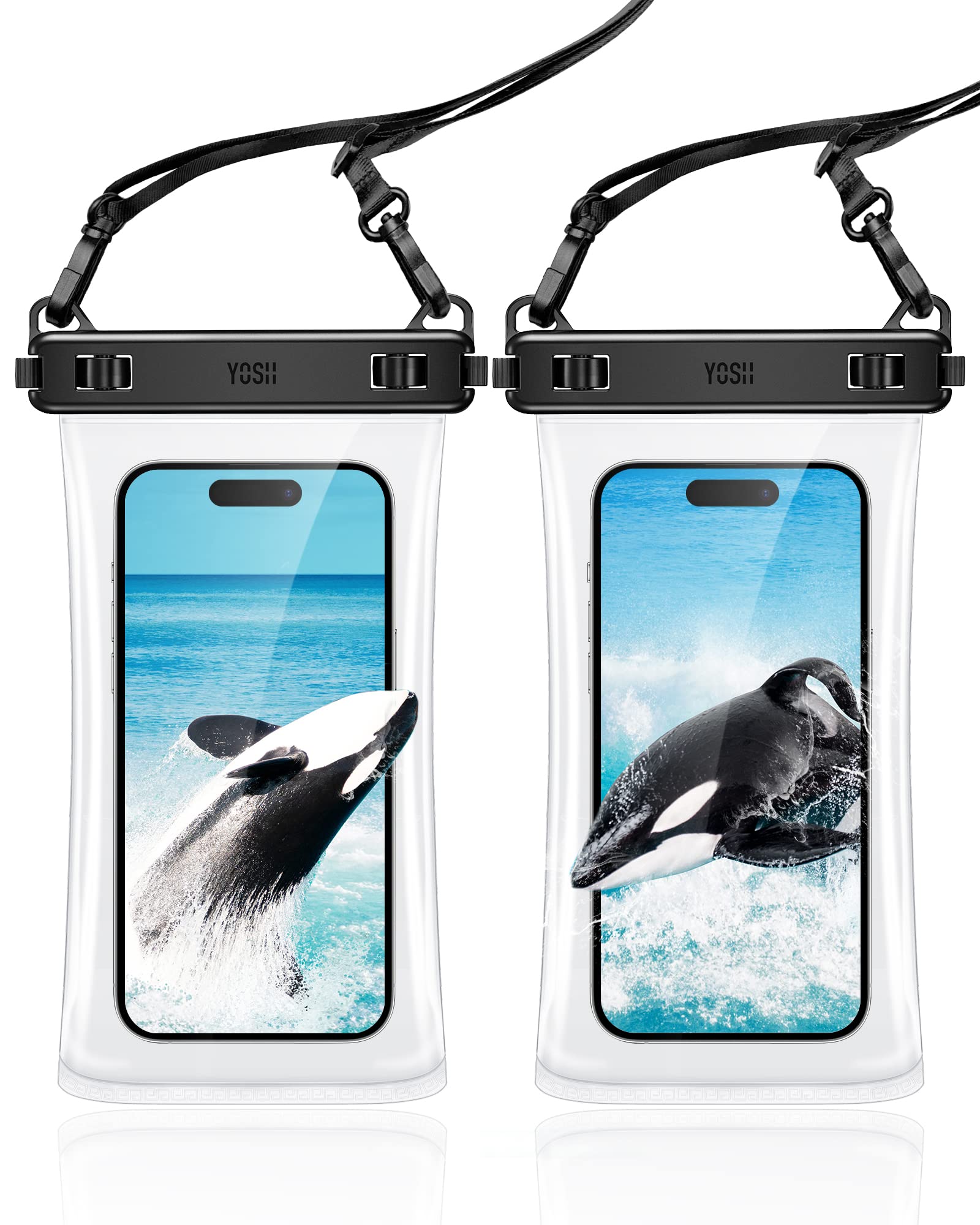 

YOSH Waterproof Smartphone Improved Touch Soft TPU IPX8 Adjustable Neck Compatible with Perfect for Underwater and Hot Compatible with iPhone Set of 2