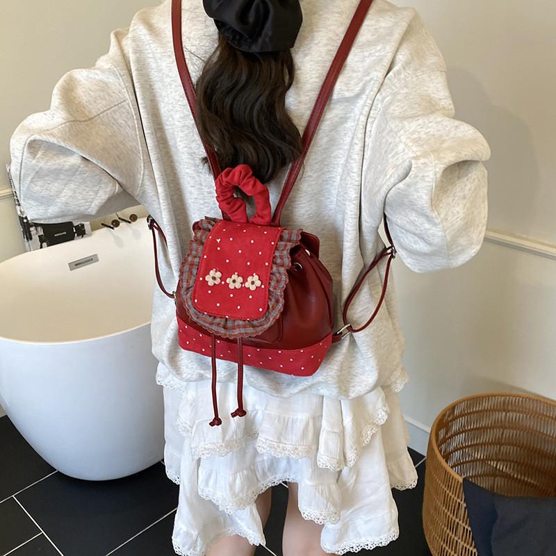 Minimalist Denim Patchwork Small Backpack For Daily Use