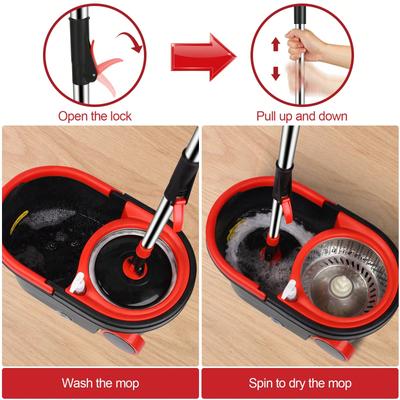 Juego de Cubo de Fregona Rodante de Alta Resistencia con Escurridor, 3 Cabezales de Repuesto de Microfibra, Perfecto para Hogar, Cocina, Dormitorio, Sala de Estar