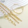 17KM 4 Stück Punk Gold Farbe Cuban Link Kette Armband Set für Frauen Vintage Schlange Kette Charm Armreifen Paar Schmuck Geschenke