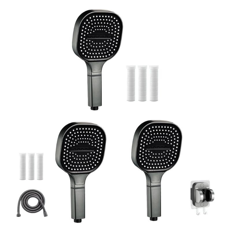 Multipurpose 13cm Gray Handheld Shower Set Bathroom Accessory for Home Bathrooms with Efficient Triples Filter Designs
